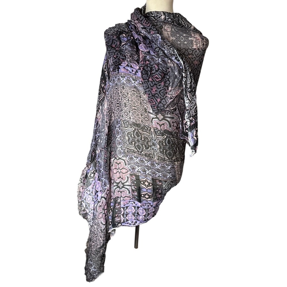 Vivante by VSA Purple Patchwork Boho Scarf Wrap Viscose‎ Modal 72x45 India
